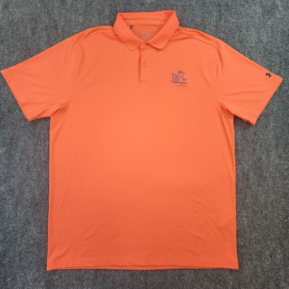 Under Armour Shirt Mens XL Orange Performance Polo First Tee Active Casual Golf - Picture 2 of 15